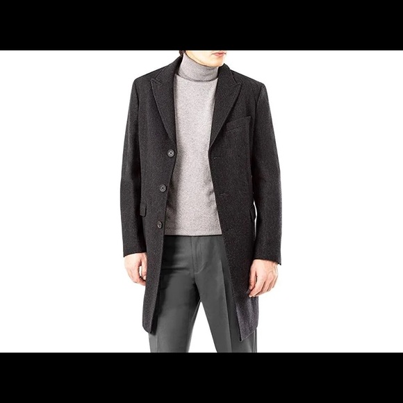 Calvin Klein Men's Malibu Slim-Fit Charcoal Plaid Overcoat - Picture 5 of 13